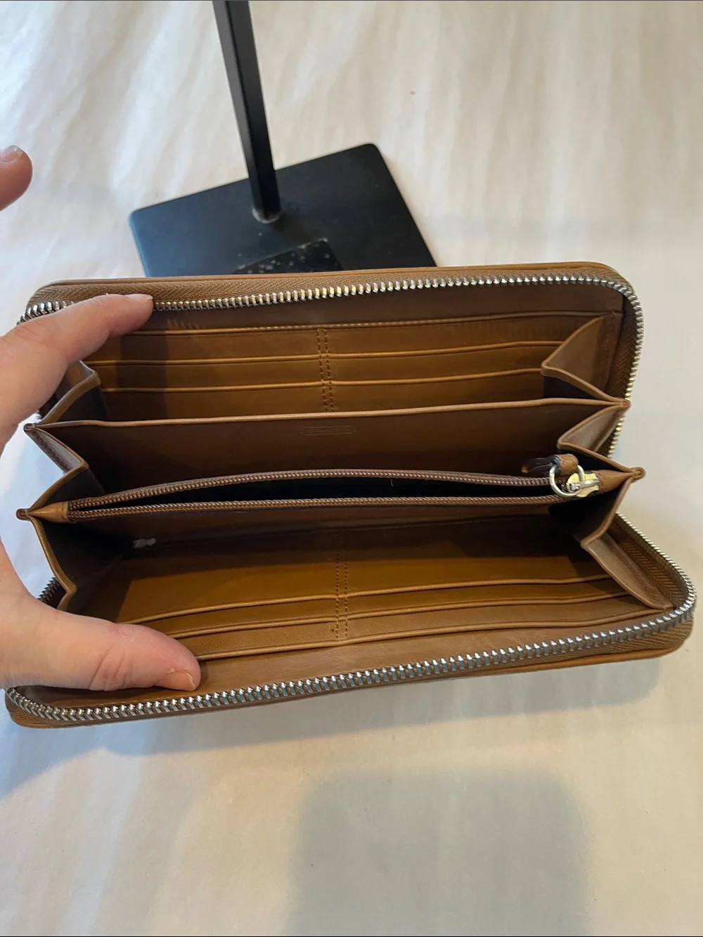 Coach Beige & Tan Signature Zip Wallet - Picture 2 of 6